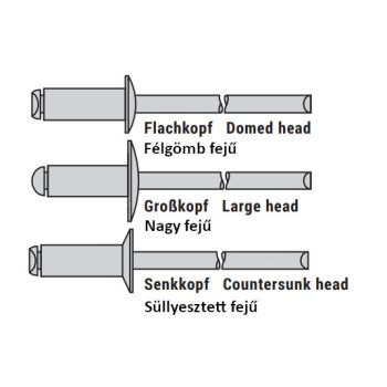 STANDARD nyitott húzószegecsek